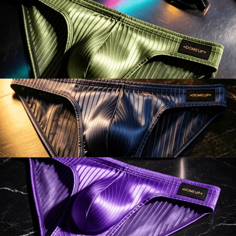 3PCS Men's Briefs Vertical Stripe Fabric Pouch Slim Fit Light Breathable Daily Casual Underwear Daily Casual Underwear for Men