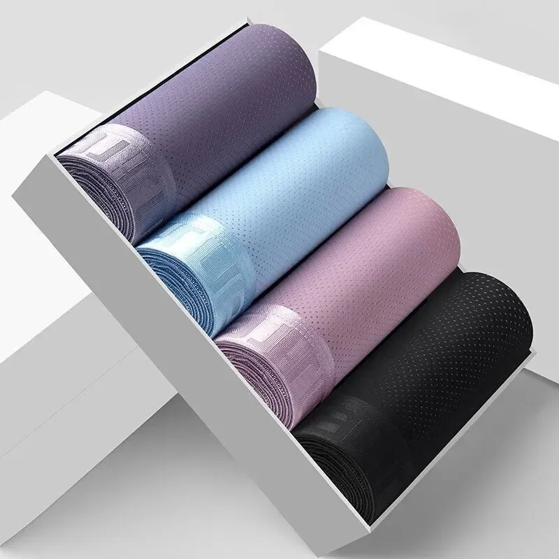 4 ชิ้นผ้าไหมน้ำแข็งตาข่ายกางเกงบ็อกเซอร์ผู้ชายชุดชั้นใน Cool Underpant Breathable เซ็กซี่กางเกง Slim ชุดชั้นในไม้ไผ่ขายส่งจำนวนมาก L-6XL 3256806582323621