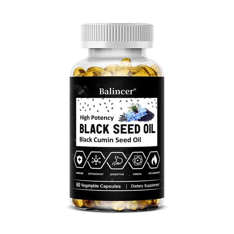 Black Cumin Seed Oil Capsules Cold Pressed Support Immune Cardiovascular Digestive Respiratory Health Skin and Hair Health