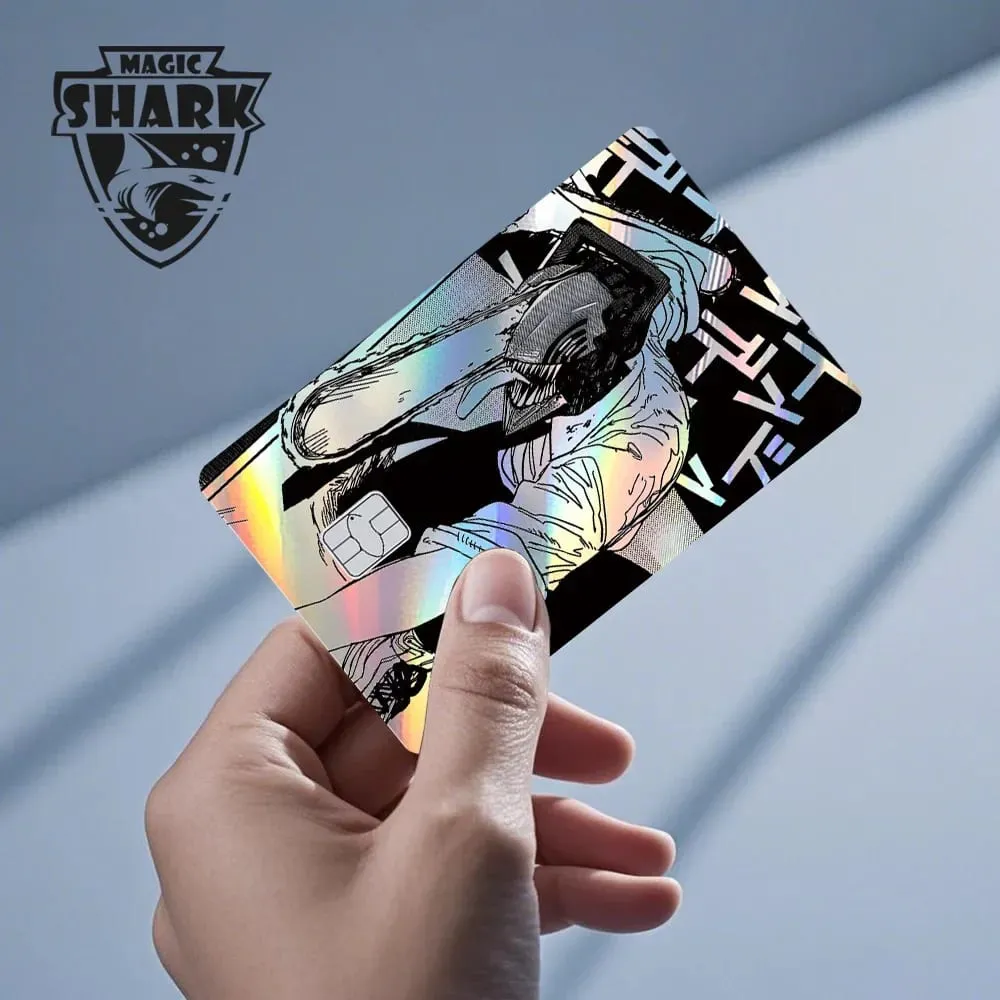 Magic Shark Cool Anime Cool Holographic Laser Shinny Film Skin Sticker Cover for Bank Credit Debit Card