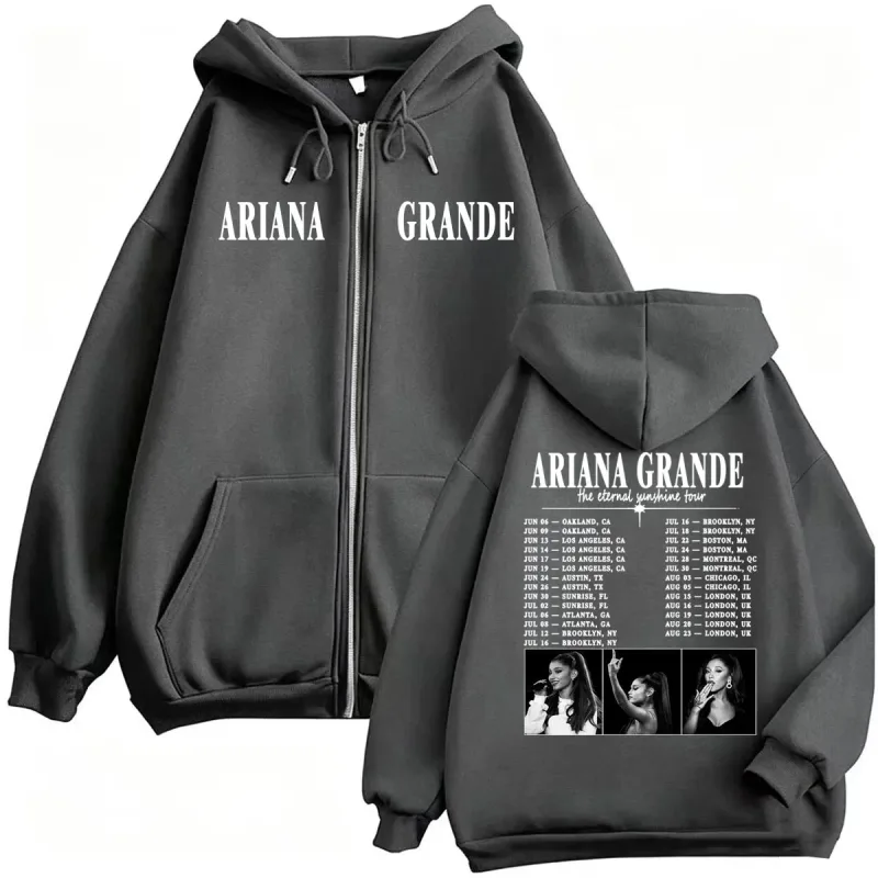 Ariana Grande Eternal Sunshine Tour Zip Up Hoodies Men Women Fashion Aesthetic Sweatshirt Jacket Coat High Quality Zipper Hoodie