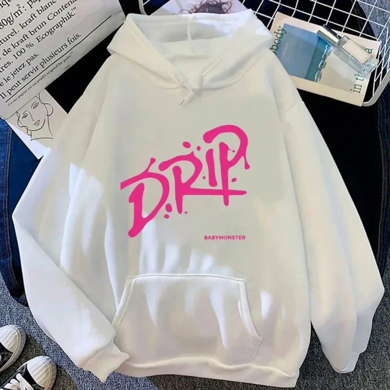 Babymonster Album Drip Hoodie 2026 Retro Women/men Harajuku Aesthetic Hoodies Unisex Autumn Winter Pullover Sweatshirt Vintage