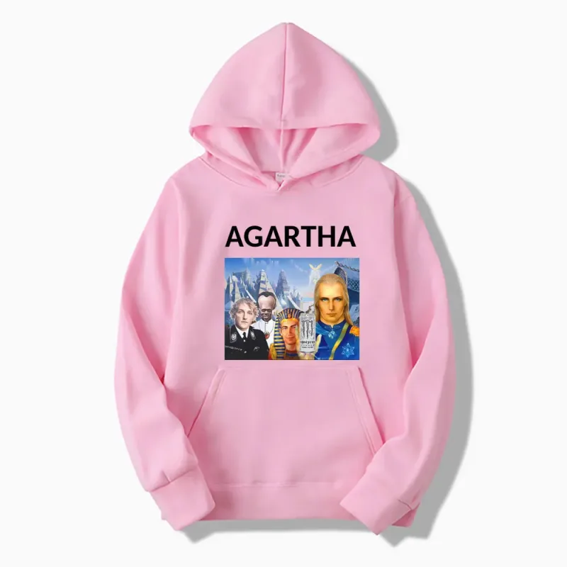 HollowEarth Agartha Meme Graphic Sweatshirt Men Women Hip Hop Vintage Style Hoodies Oversized Long Sleeve Comfort Loose Pullover
