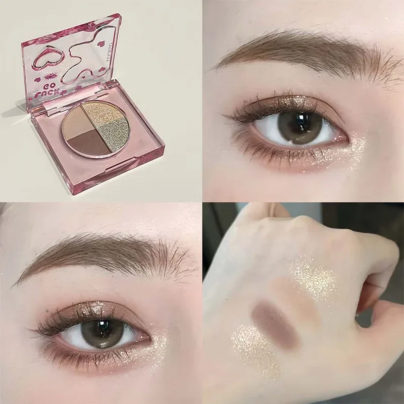 Mini 4-Color Eyeshadow Palette Natural Brightening Matte & Shimmer Lying Silkworm Eye Shadow Lavender Korean Makeup Cosmetics