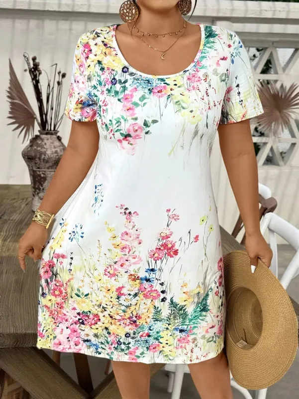 Summer Casual Floral Print Women's Dress Fashion Short Sleeve Mini Dress Beach Vacation Dress Y2k Ladies Clothes Dresses Clothes