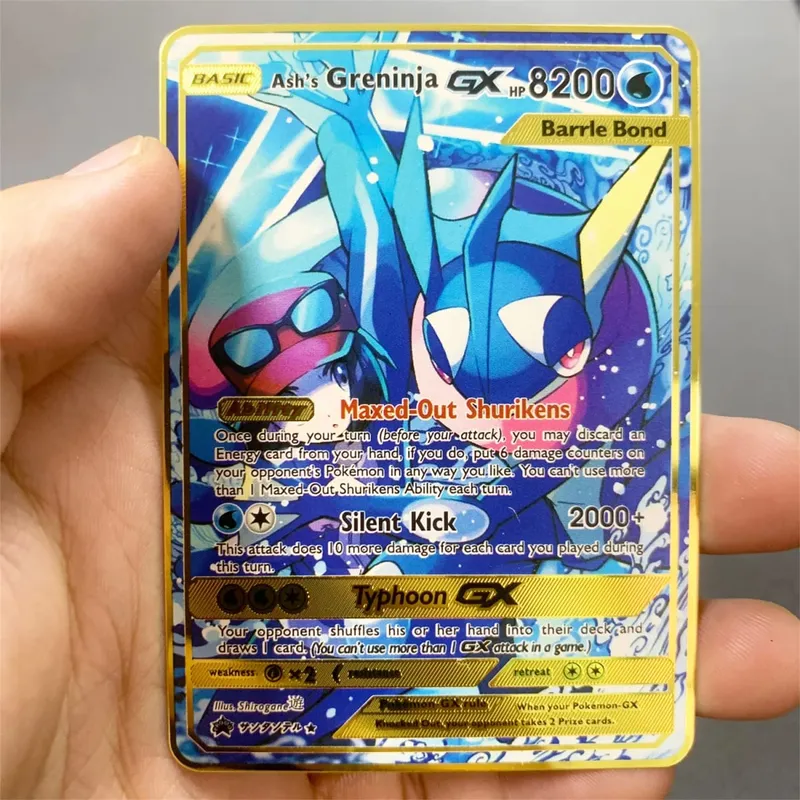 İngilizce Metal Pokemon Kartları DIY Arceus Mewtwo Charizard Pikachu Parlak Demir Pokémon GX Vmax EX Oyunu Çocuk Koleksiyonu Kart Oyuncak Hediye