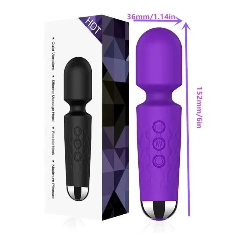 Powerful 20 Speeds Magic Wand Clitoris Stimulator G-Spot Massager Rechargeable Portable Sex Toy for Women