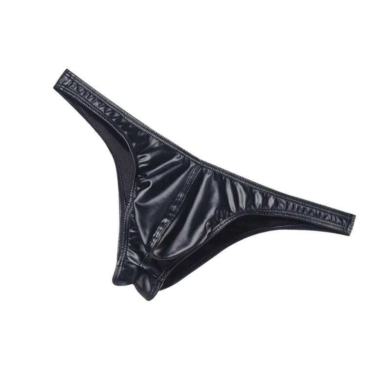 3pcs Men Bikini Faux Leather Briefs Underwear Man Sexy Mini Underpants Cuecas Butt-lifting Zipper Low Waist Male Sissy Panties