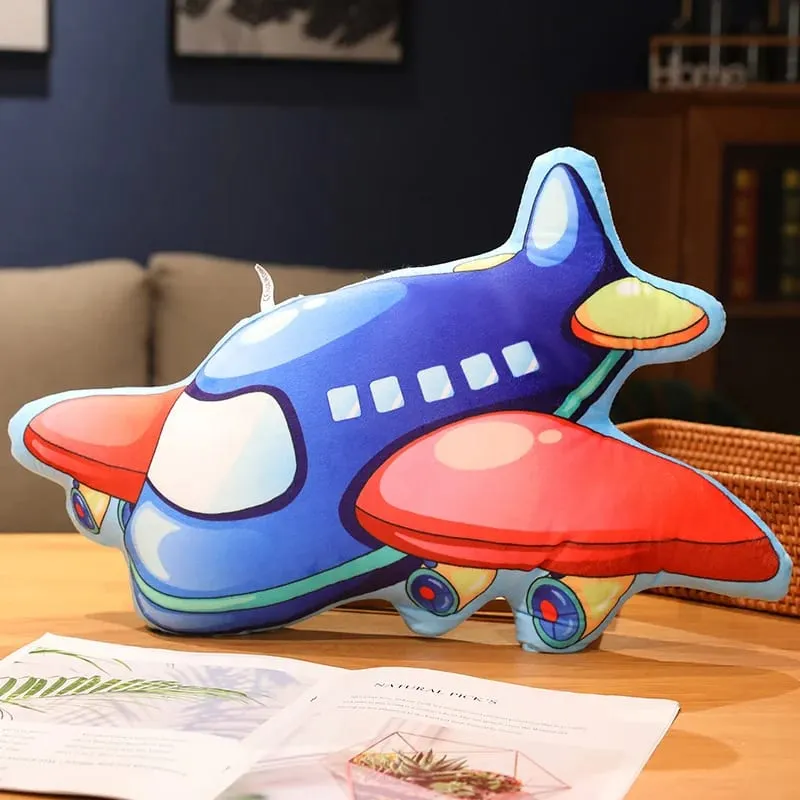 Transportation Vehicle Plush Pillow Recreational Vehicle Excavator Ambulance Airplane Motorbike Taxi Fire Truck Cushion Decor