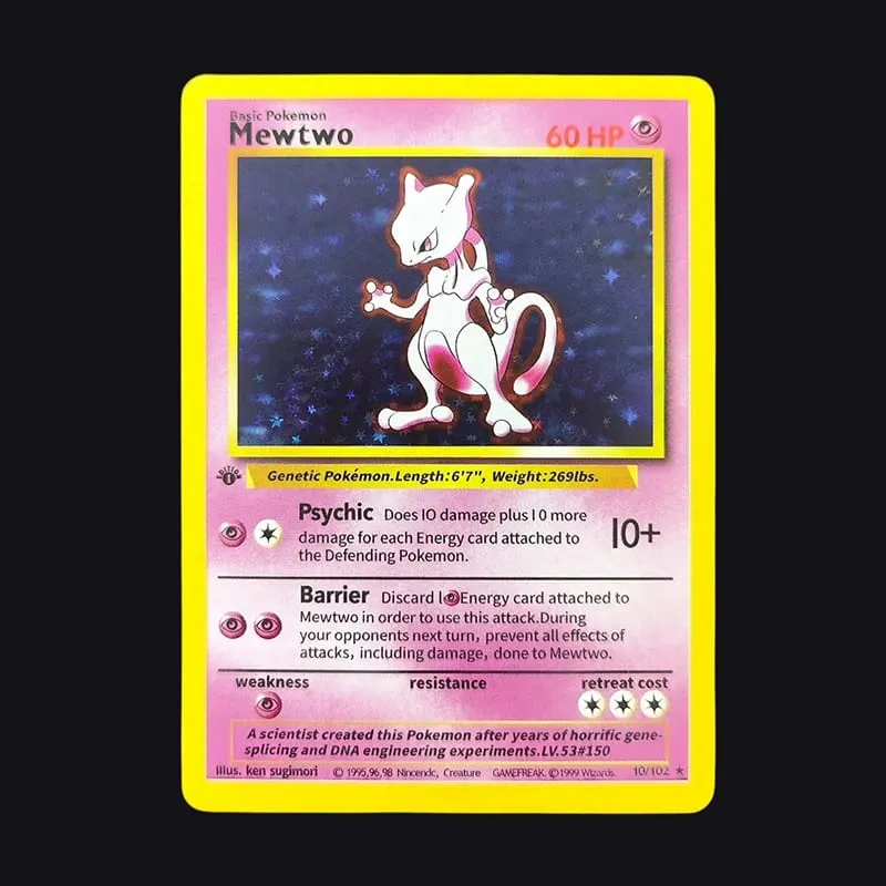 Proxy PKM English GAME 1ST EDITION Charizard Blastoise Venusaur Mewtwo Holo TCG Game Collection Card