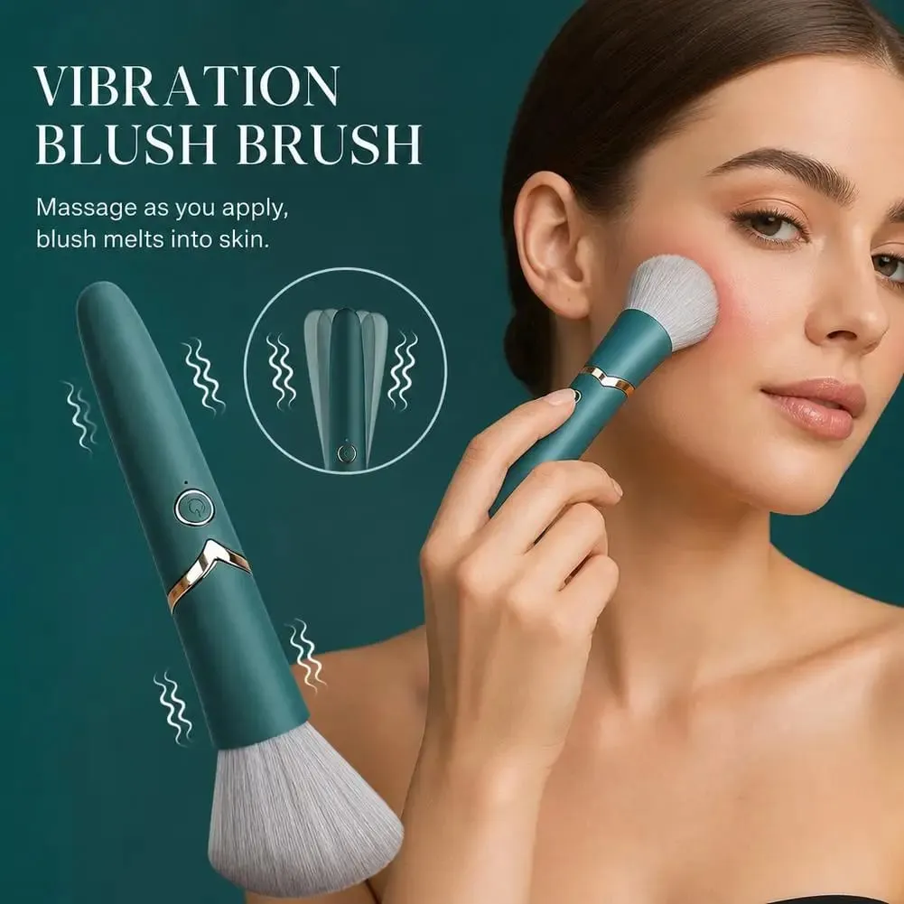 1ks Elektrický podkladový štětec 2 v 1 Vibrační štětec na make-up Multifunkční měkký načechraný přenosný dobíjecí nástroj na líčení detailů