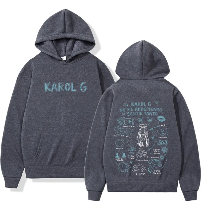 Karol G Album No Me Arrepiento De Sentir Tanto 2026 Print Hoodie Men Women Fashion Casual Pullover Long Sleeves Loose Hoodies