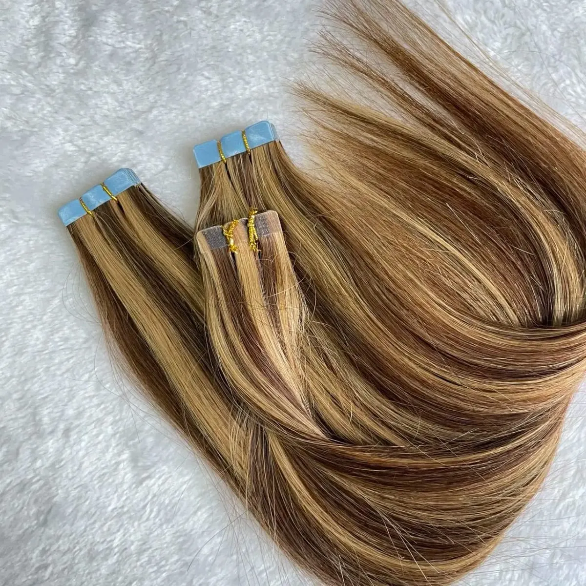 P4-27# Balayage Mini Tape in Human Hair Natural Brown Blonde Seamless Tape Human Hair Extension 10pcs/pack 12-20 inches ISHEENY