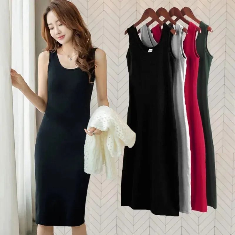 Fashion Solid Long Dress Korean Fashion Camisole Sleeveless Sexy Women's Dresses Summer Casual Y2k Oversized All-match Skirt
