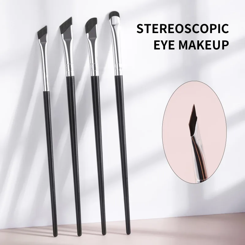 4Pcs Ultra Thin Angled Eyebrow Brushes Set Fine Precise Brow Brush for Eyebrow Powder Gel Liner Eye Makeup Tools