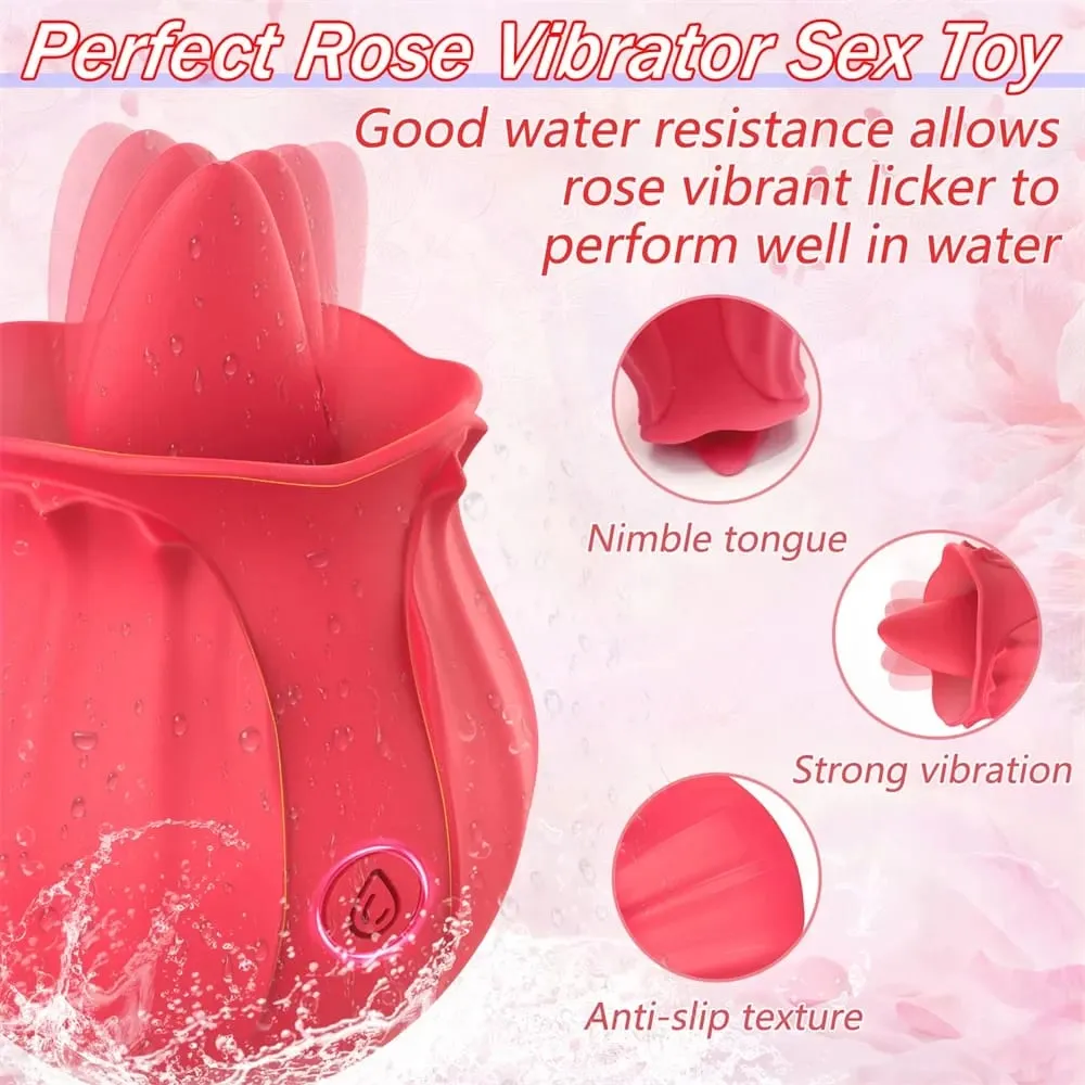 Rose Tongue Licking Vibrator for Women Oral G Spot Clit Stimulator Female Powerful Vagin Massager Masturbation Sex Toy for Adult