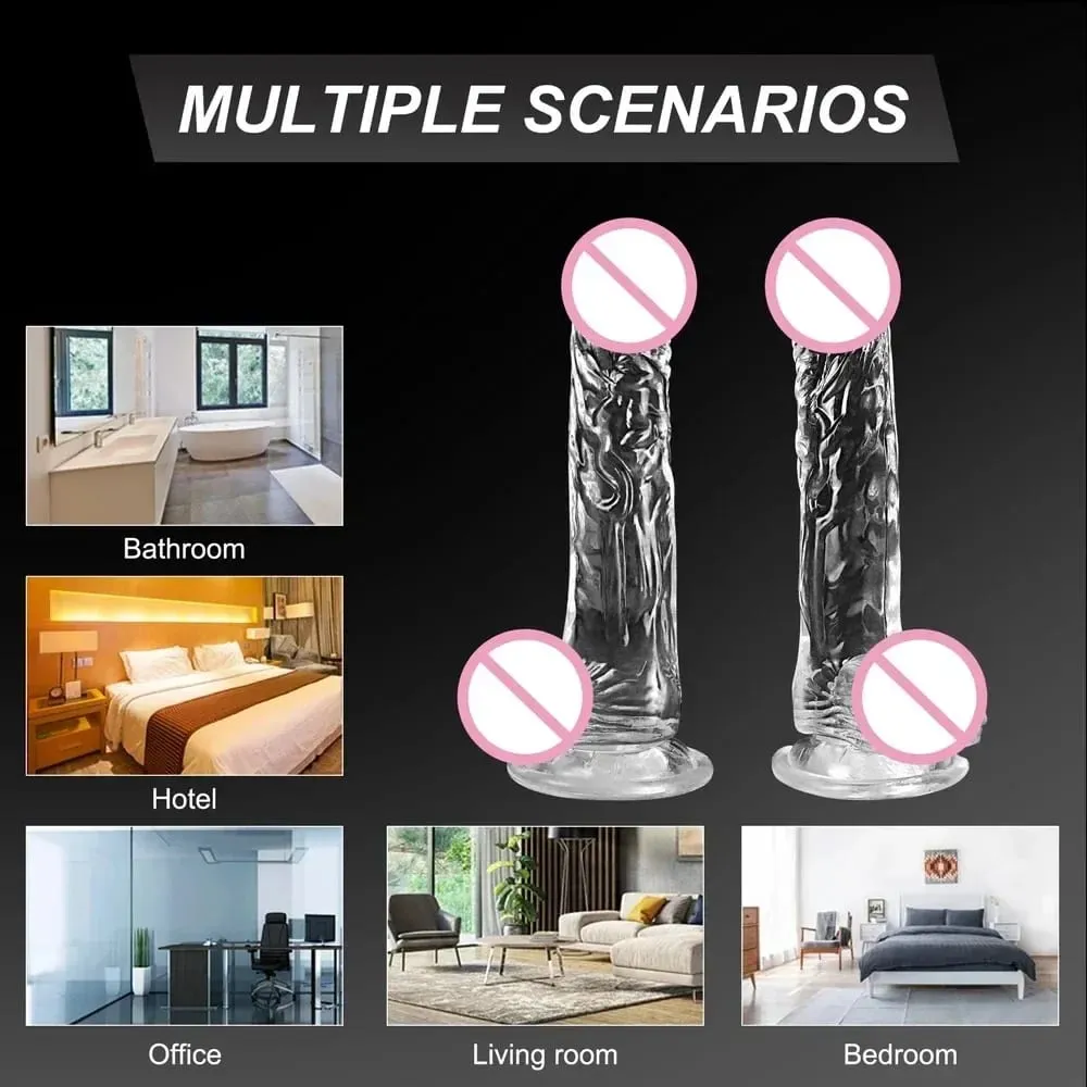 Transparent Soft Jelly Dildo Realistic Fake Dick Penis Sucker Butt Plug Sex Toys for Woman Men Vagina Anal Sex Toys