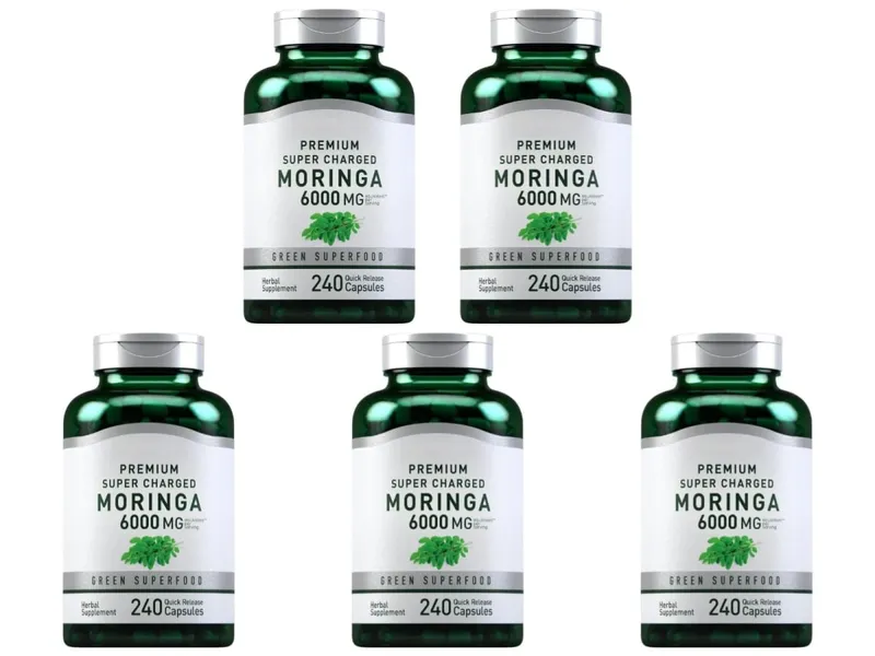 Moringa Oleifera Supplement 6000mg Concentrated Leaf Extract Supports Overall Health & Wellness Non-GMO 240 Capsules for adult