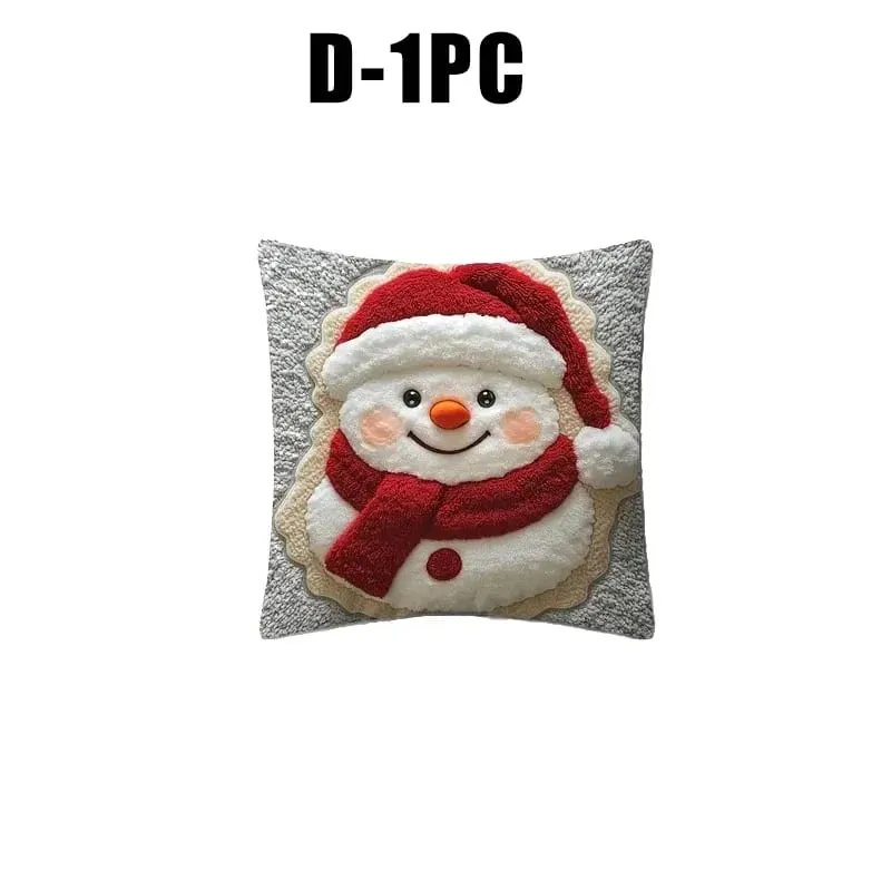 Christmas Character Cushion Cover Snowman Reindeer Digital Print on Stretch Fabric for Festive Home Decor