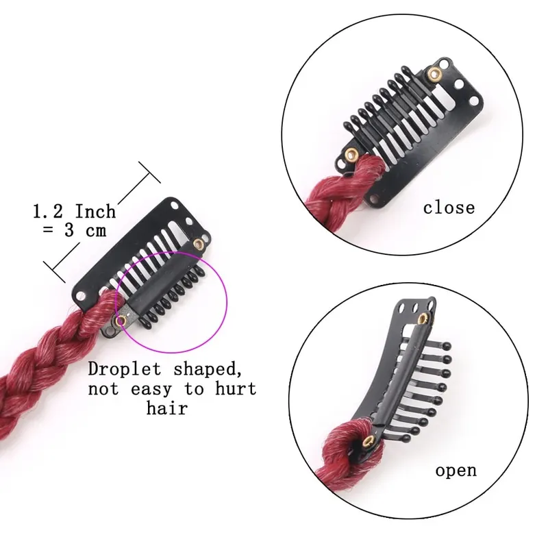 Synthetische 5 Teile/los Clip-in Extensions Für Frauen Pferdeschwanz Regenbogen Geflecht Haar Verlängerung 22'' Ombre Haarteil Box Braid Mit Clip