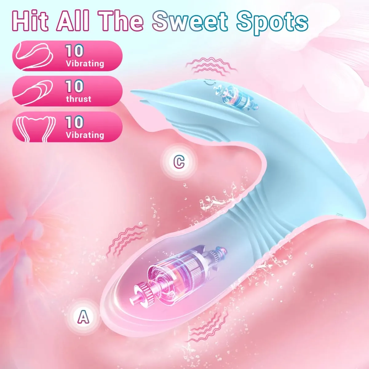 App Remote Telescopic Wearable Vibrator 10 Vibrating Thrusting G Spot Dildo with Liquid Silicone Vaginal Massage Adult Sex Toys