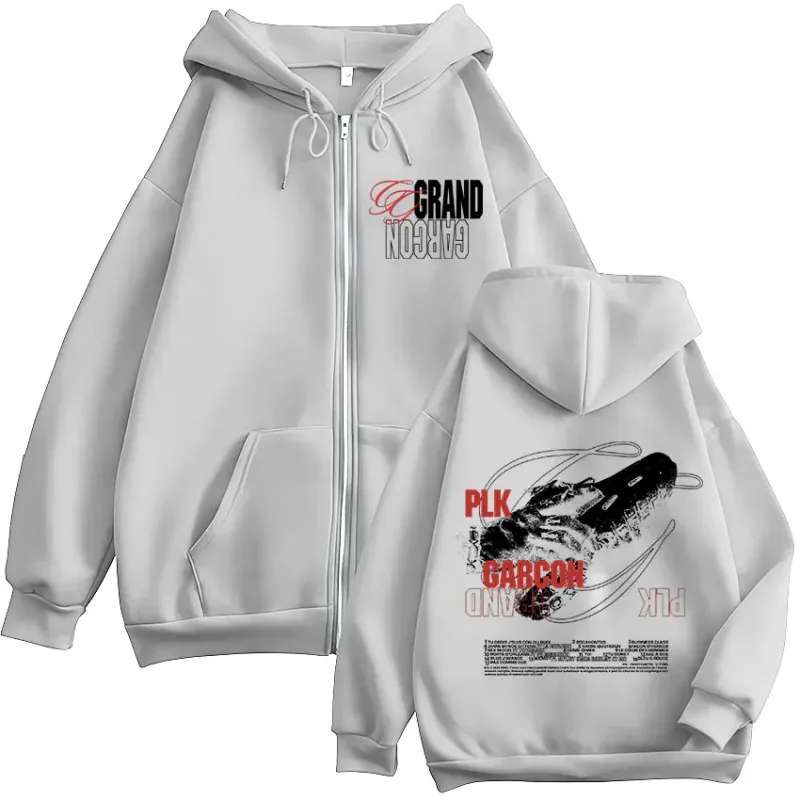 Rapper PLK Grand Garçon 2026 Album Tour Zipper Hoodies Men Women Clothing Fashion Zip Up Fleece Hooded Sweatshirts Jacket Coats