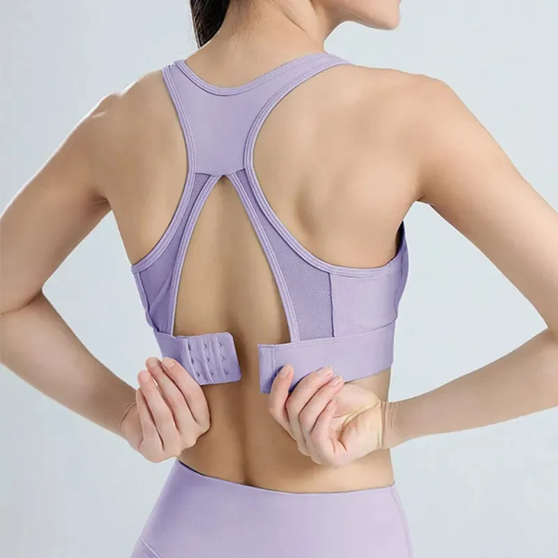 Sexy Back Yoga Crop Top Bra Inner Padded Fitness Tank Top Elastic Sport Bra Gym Vest Running Yoga Professional Workout Vest