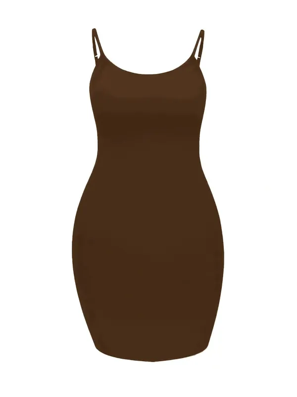 Plus Size Royal Blue Adjustable Spaghetti Strap Bodycon Mini Cami Dress