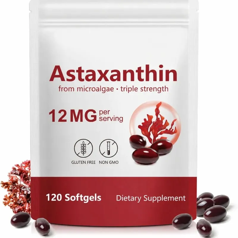 Οι μαλακές γέλη Astaxanthin From Microalgae προάγουν την παραγωγή κολλαγόνου Χωρίς σόγια χωρίς γλουτένη χωρίς ΓΤΟ Triple Strength 120 Softgels
