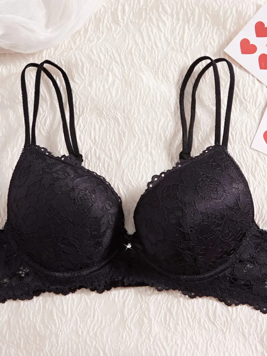 Single of Women's Underwear Set Sexy Floral Lace Push Up Bra Romantic Sheer Panties Comfort Lingerie Set