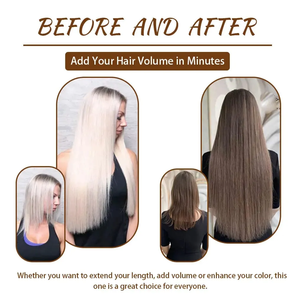 4Pcs/Set 11 Clips 22 Inches 220g Beach Waves Clip in Hair Extensions Sandy Blonde Champagne Heat Resistant Synthetic Hairpiece