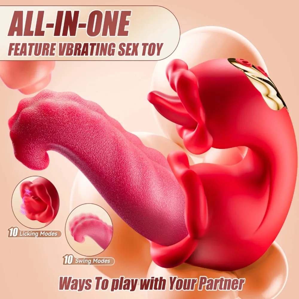 Adult Female Simulated Rocking Tongue Vibrator 10 Modes Clitoris G-Spot Anal Nipple Stimulator Couple's Sex Toy