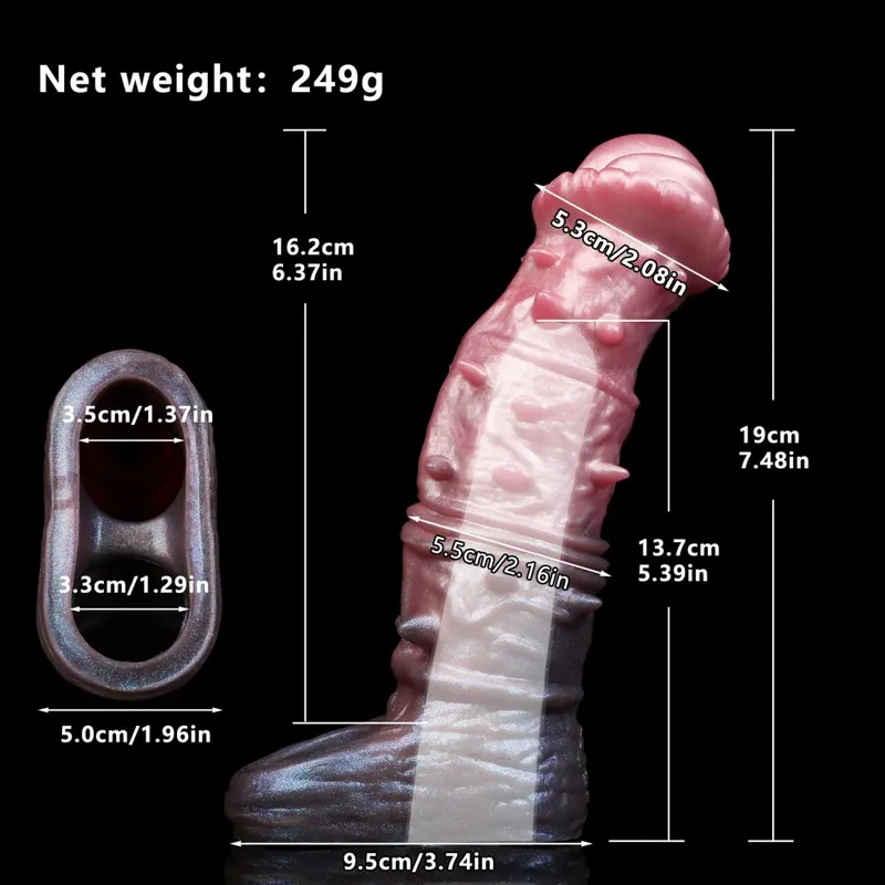 7.2in Realistic Penis Sleeve Reusable Penis Sleeve with Cock Ring Silicone Penis Enlarger Sleeve Male Adult Sex Toy for Men