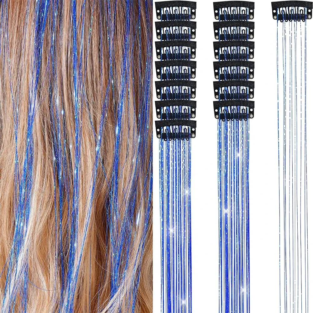 1/6Pcs Colorful Long Straight Hair Pieces Synthetic Clip-in Hair Extensions Synthetic High Temperature Fiber Wig for Daily Use
