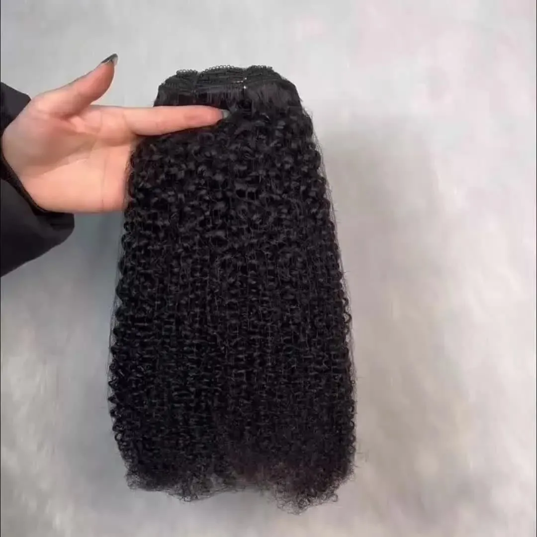 Afro Kinky Curly Clip in Hajhosszabbítás 100% Emberi Haj 4B 4C Kinky Curly Clip In Extended Brazilian Remy Hair 8db 120g/szett