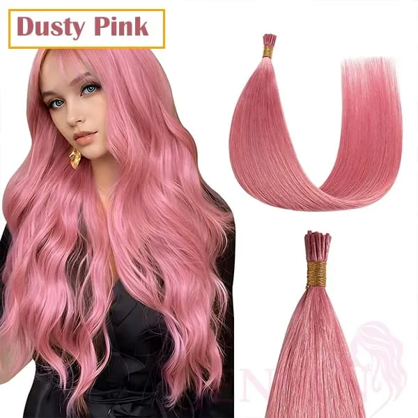 I Tip Color Hair Extensions 0.5g/Strand Remy Fusion 100% Human Hair Keratin Capsule Purple Blue Pink For Women