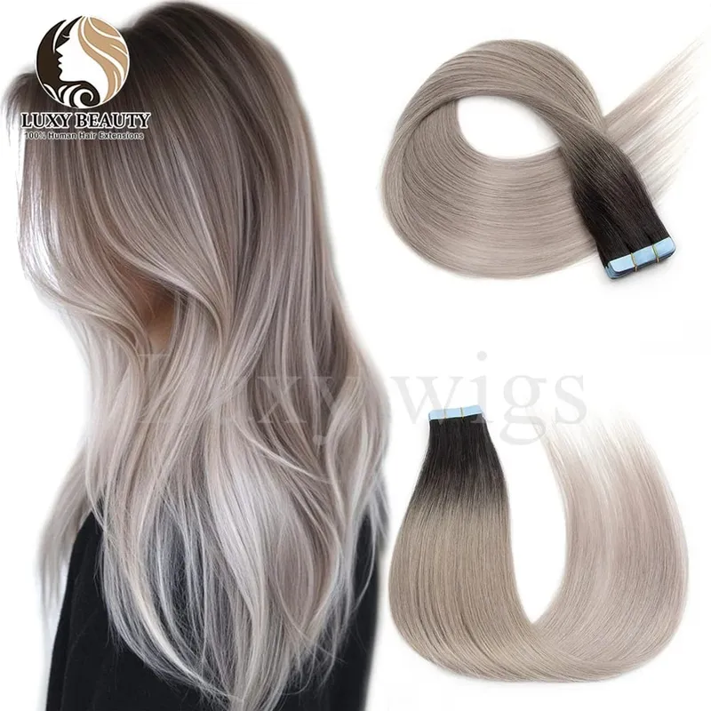 Highlights Brown Tape in Hair Extensions Human Hair Straight Black Blonde Seamless PU Skin Weft Tape In Hair Extensions 20PCS — image 12