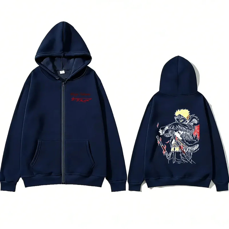 Anime My Hero Academia Zipper Hoodie Cartoon Takami Keigo Hawks Graphic Zip Up Jacket Men Women Manga Vintage Oversized Hoodies
