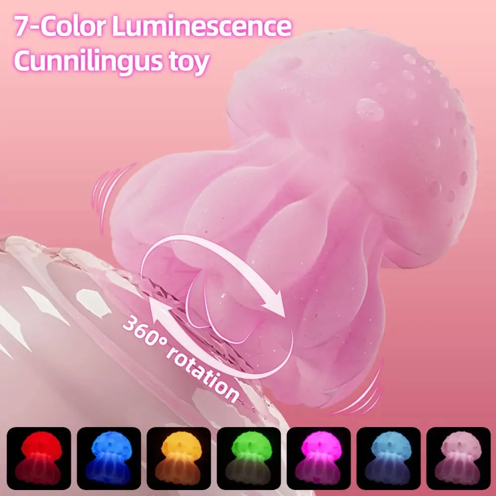 Pagdila ng Dila Vibrator 10 Mode ng Vibration LED Rainbow Color Jellyfish Vibrator Nipple Clitoral Stimulator Sex Toy para sa Matanda 18