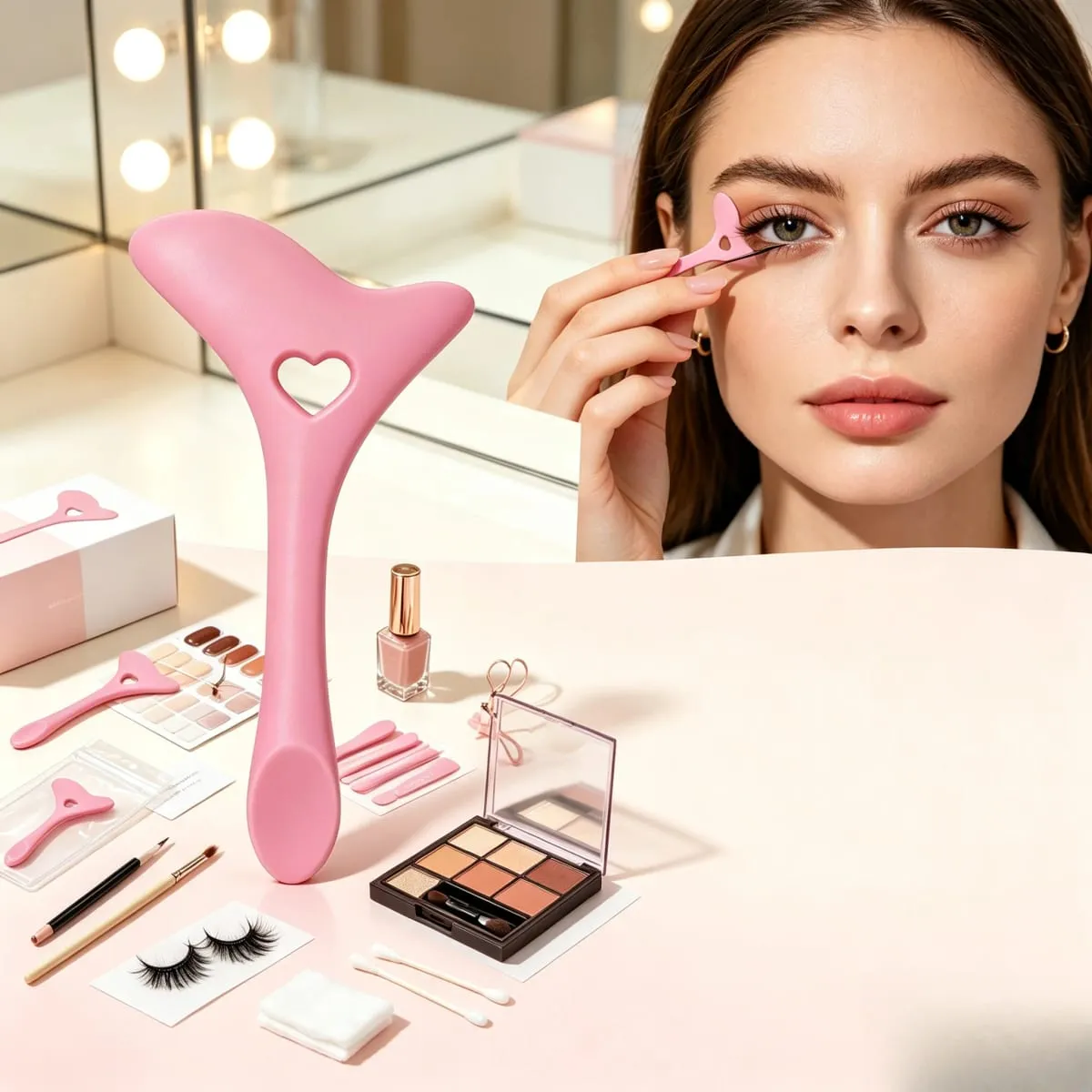 Silicone Eyeline Guide Tool for Drawing Eye-Like Lower Eyelashes Stamp Device Eyeshadow Positioning & Antibacterial Eye Makeup Aid
