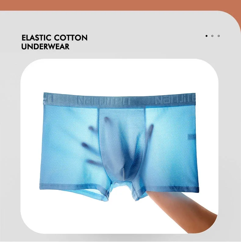 4 ชิ้นผ้าไหมน้ำแข็งตาข่ายกางเกงบ็อกเซอร์ผู้ชายชุดชั้นใน Cool Underpant Breathable เซ็กซี่กางเกง Slim ชุดชั้นในไม้ไผ่ขายส่งจำนวนมาก L-6XL 3256806582323621
