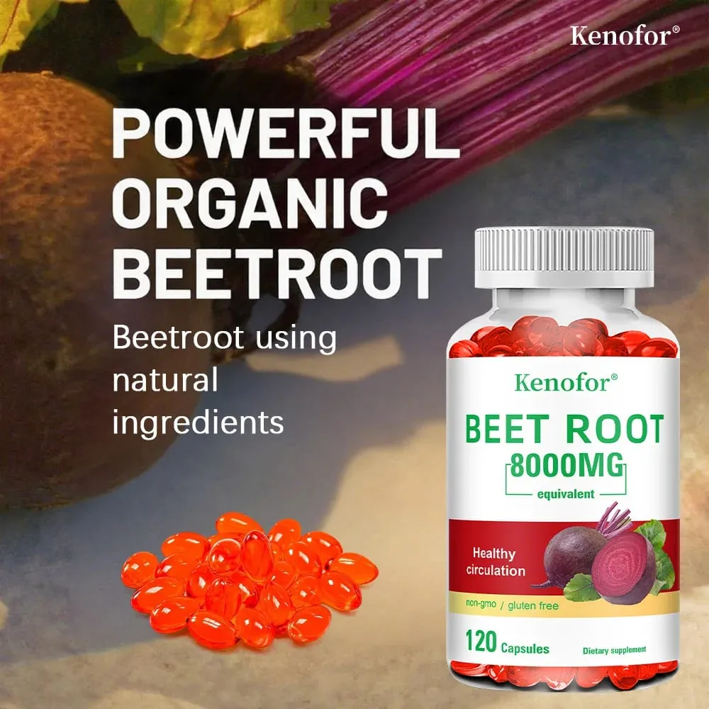 Beetroot Powder Extract Capsules - With Black Pepper for Nitric Oxide Heart & Blood Pressure Health Energy & Endurance Support