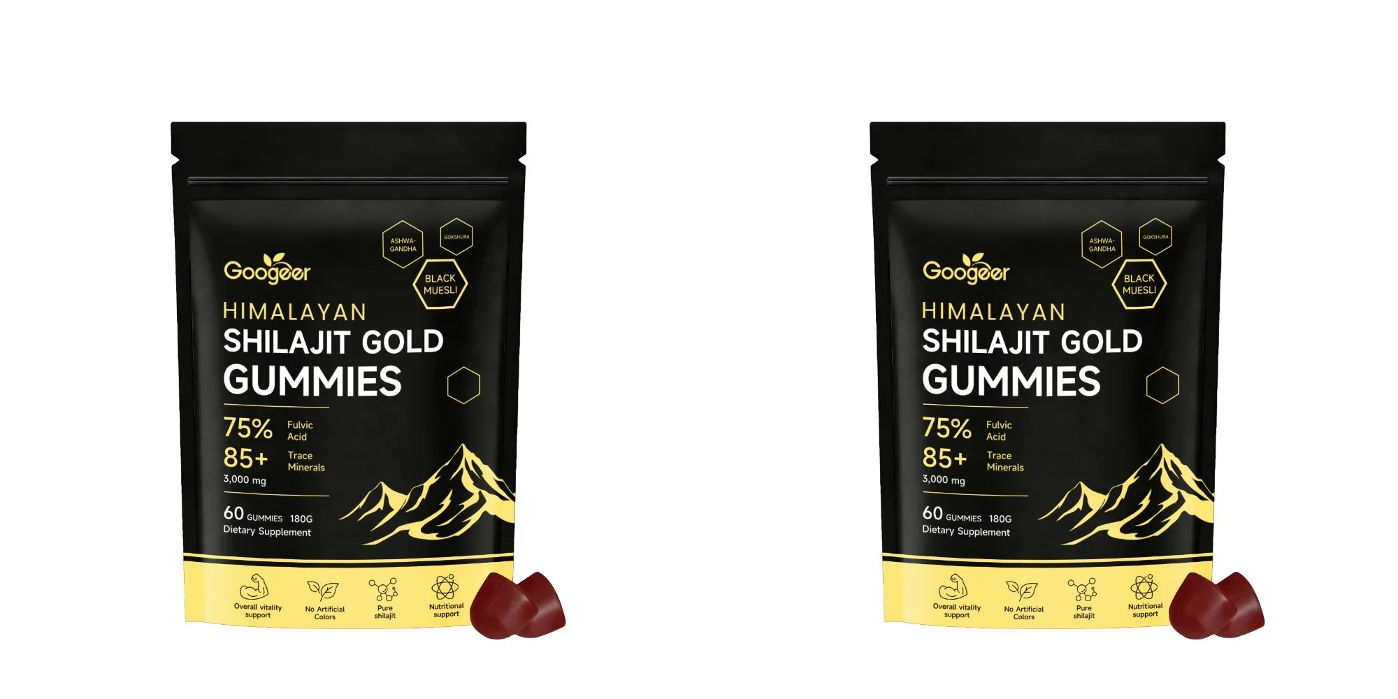 A Himalayan Shilajit Gold 60 gumicukor ásványi anyag formula támogatja az energianövelést és a test vitalitását, természetes étrend-kiegészítő