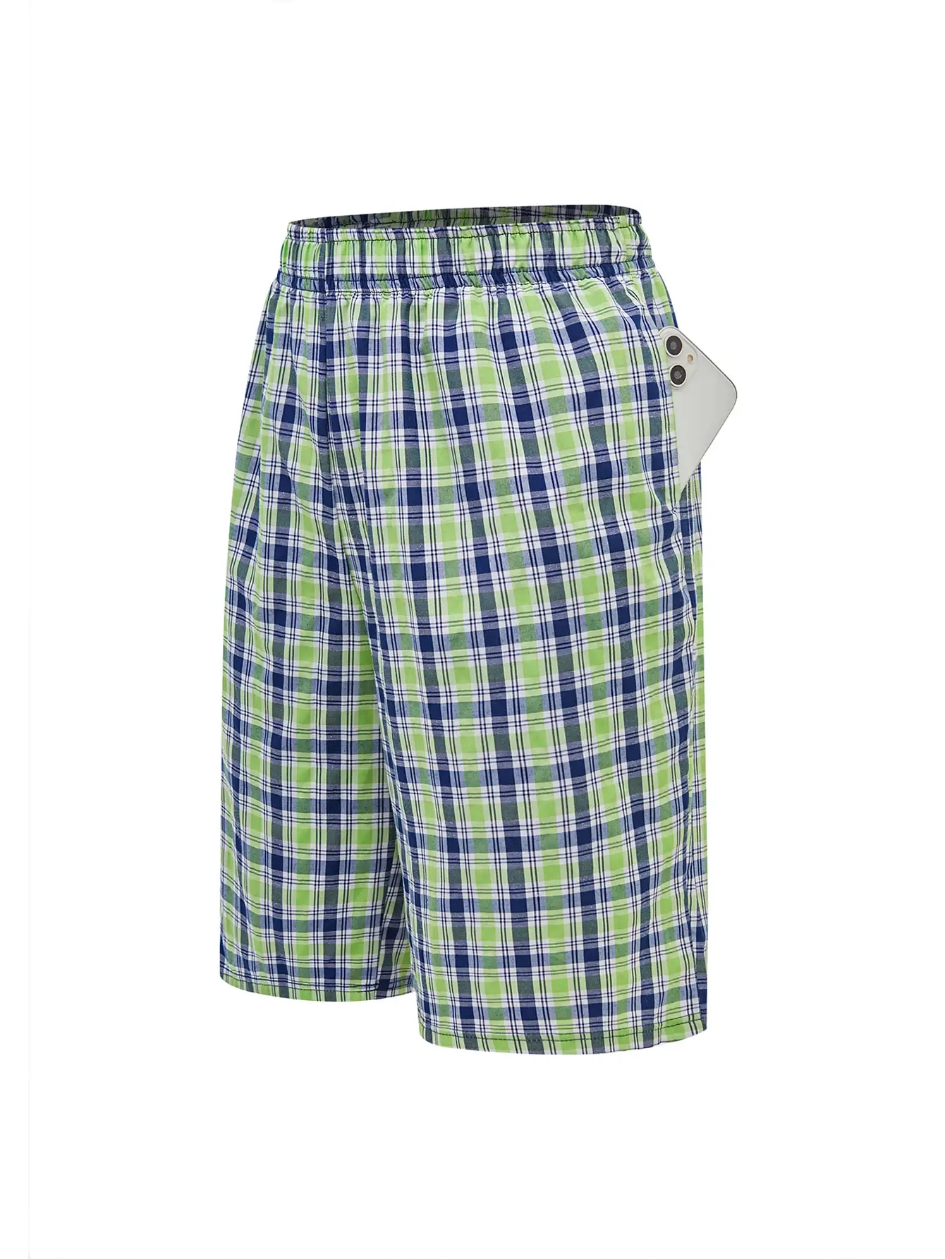 Men's Long Beach Flat Corner Pants Casual Checkered Elastic Waistband Comfortable Home Casual Sleeping Youth Boxing Pants Mens