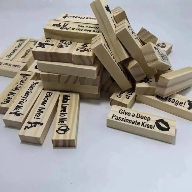 48Pcs Wooden Sex Block Tumbling Tower Stacking GamesGame For Adults Sex Toys Valentine For Couples Erotica Party SM Block