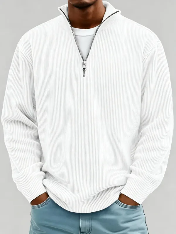 Men's Autumn Winter Stand-Collar Zip-Up Sweatshirt Loose Long Sleeve Casual Daily Outdoor Fashion Trendy Men's Outerwear
