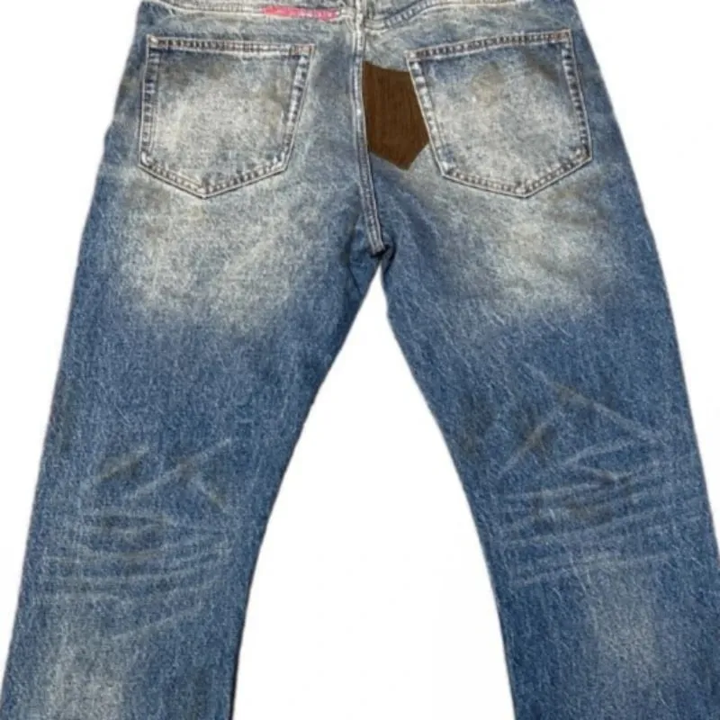 Mens Flared Jeans Harajuku Vintage Washed Denim Pants Distressed Patchwork Corduroy Slim Fit Casual Streetwear Unisex New Spring