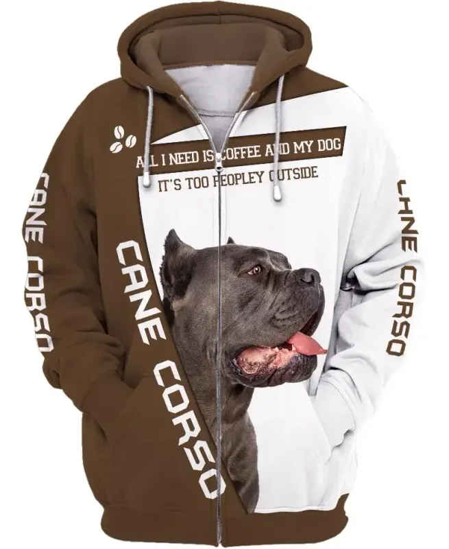 New Cane Corso Dog 3D Print Zipper Hoodies Streetwear Men Women Casual Hooded Sweatshirts Oversized Tracksuit Coat Man Clothing