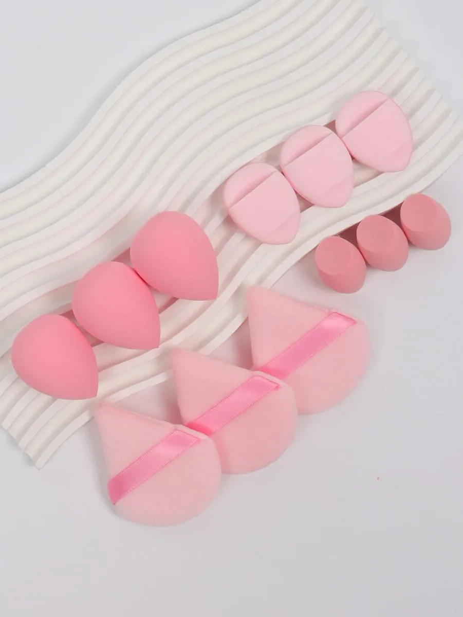 12-Piece All-Purpose Makeup Sponge Set Made of 3 Loose Powder Puffs 3 Mini Air Cushion Puffs 3 Beauty Eggs and 3 Mini Beauty — image 4