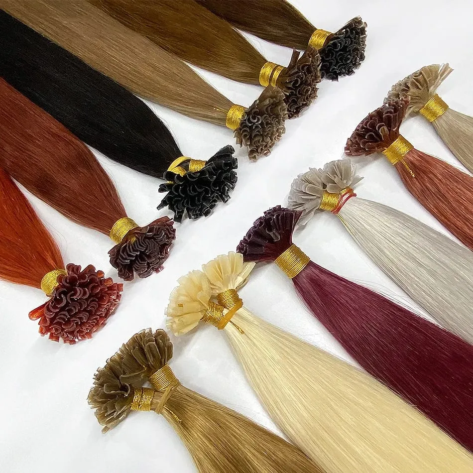 Full Shine U Tip Hair Extensions Nature Black Hair Blone 613 Color 50g Keratin Glue Beads Prebonded Remy Human Hair Extensions — image 5